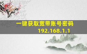 一键获取宽带账号密码 192.168.1.1